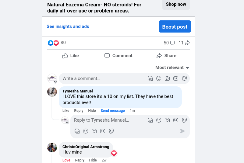 Natural Eczema Cream- NO steroids! For daily all-over use or problem areas.