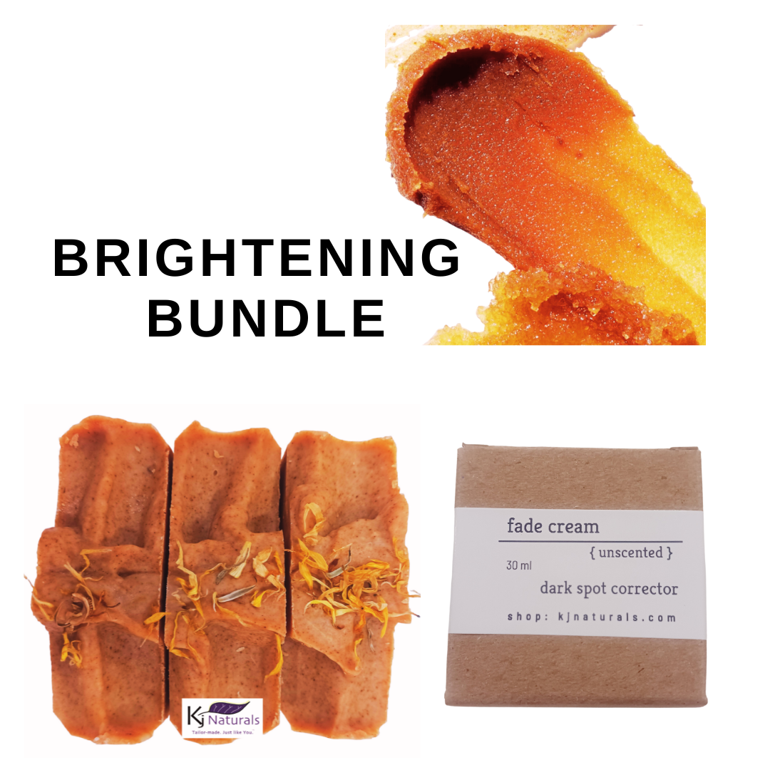 Brightening Bundle: Dark spot corrector + kojic soap +brightening scrub