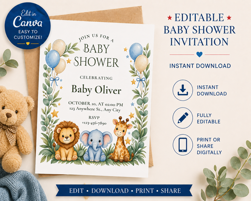 Safari Baby Shower Invitation