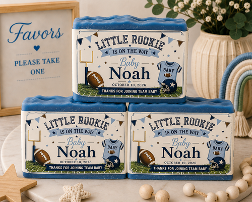 Little Rookie Themed Custom Baby Shower Soap Favors