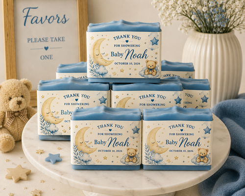 Moon & Stars Themed Custom Baby Shower Soap Favors