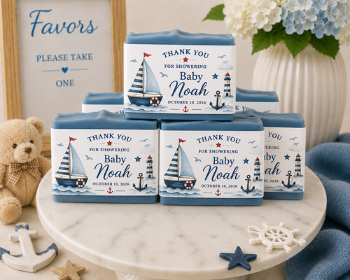 Nautical Themed Custom Baby Shower Soap Favors