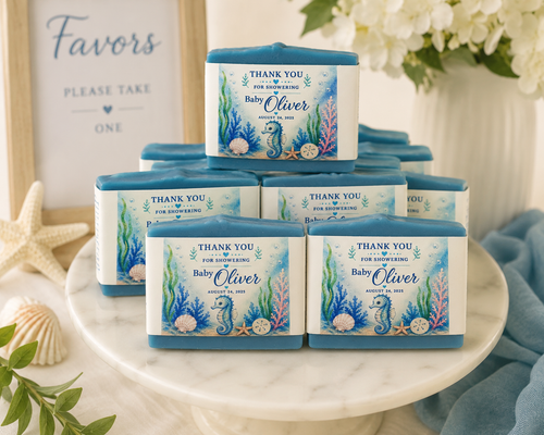 Seahorse Themed Custom Baby Shower Soap Favors
