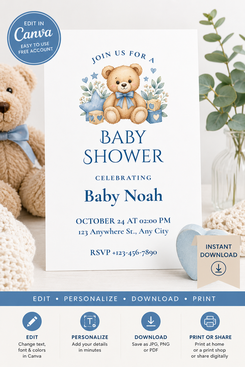 Teddy Bear Baby Shower Invitation